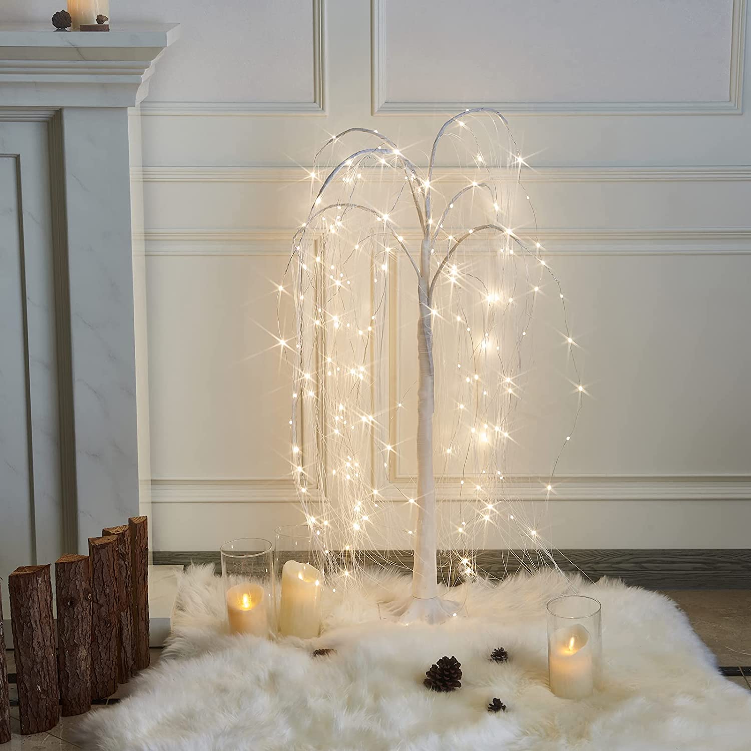 4FT 180LED White Willow Tree Light with Fairy Lights Warm White