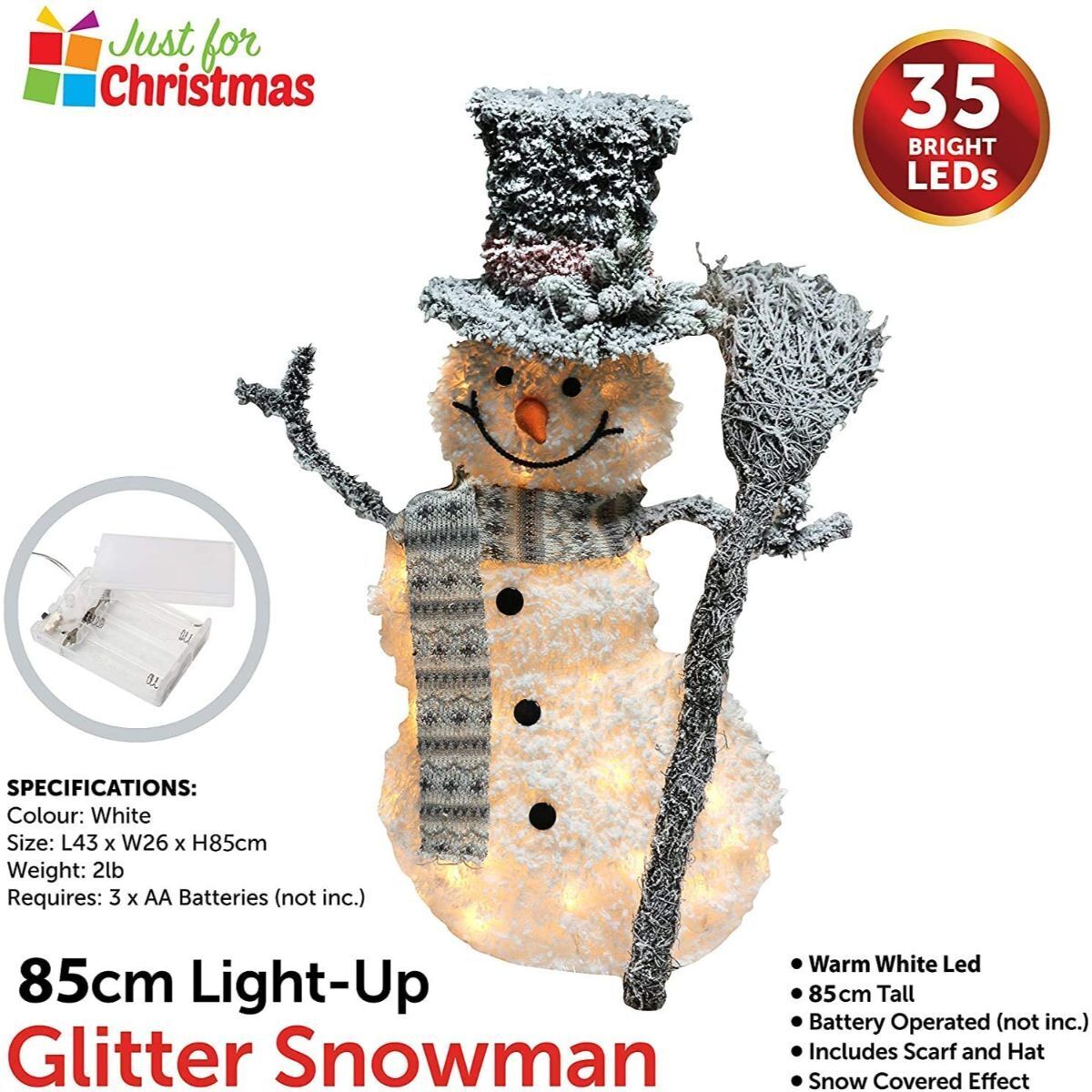 Outdoor Christmas Snowman LED Santa Decoration Snow Acrylic Garden lights 80cm