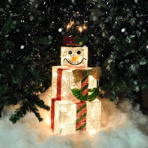 Christmas Snowman with LED Lights - Xmas Snowman Light Decoration - Xmas Holiday