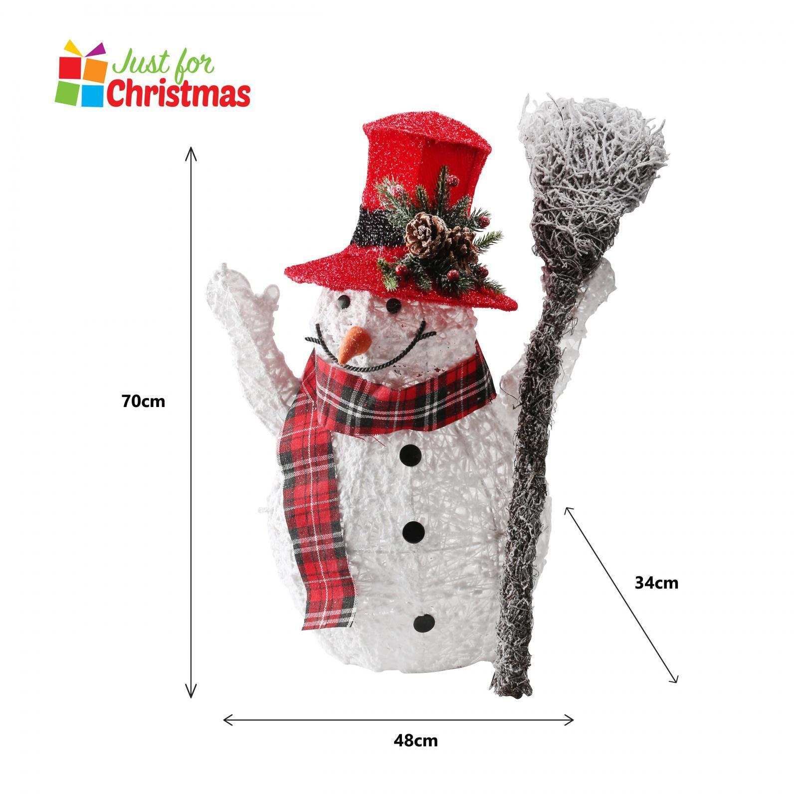 Christmas Snowman Decoration Led Light Up Large 70 CM Xmas Snow Glitter Effect