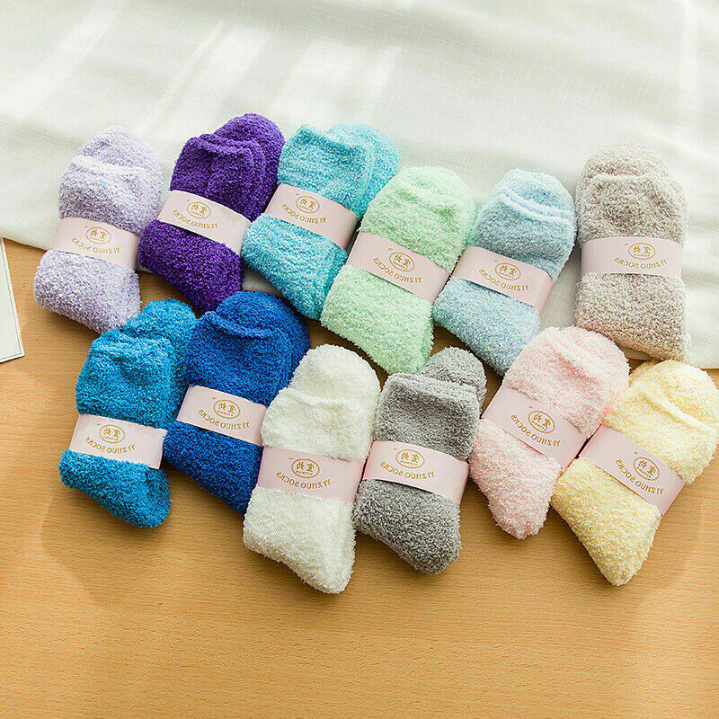 6 Pairs Winter Warm Ladies Girl Soft Fluffy Bed Socks Lounge Slipper Fleece Sock