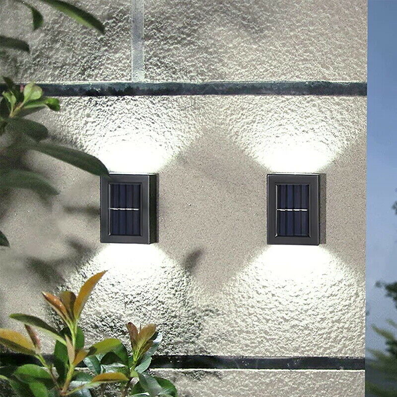 2PCS SOLAR WALL LIGHTS UP & DOWN LAMP DECOR WATERPROOF GARDEN