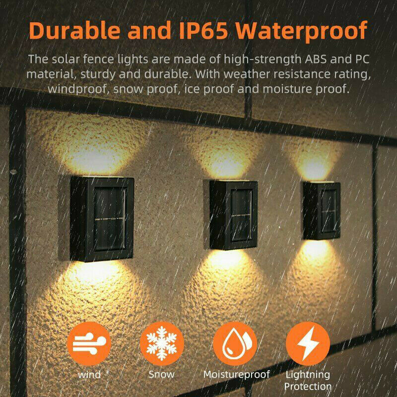 2PCS SOLAR WALL LIGHTS UP & DOWN LAMP DECOR WATERPROOF GARDEN