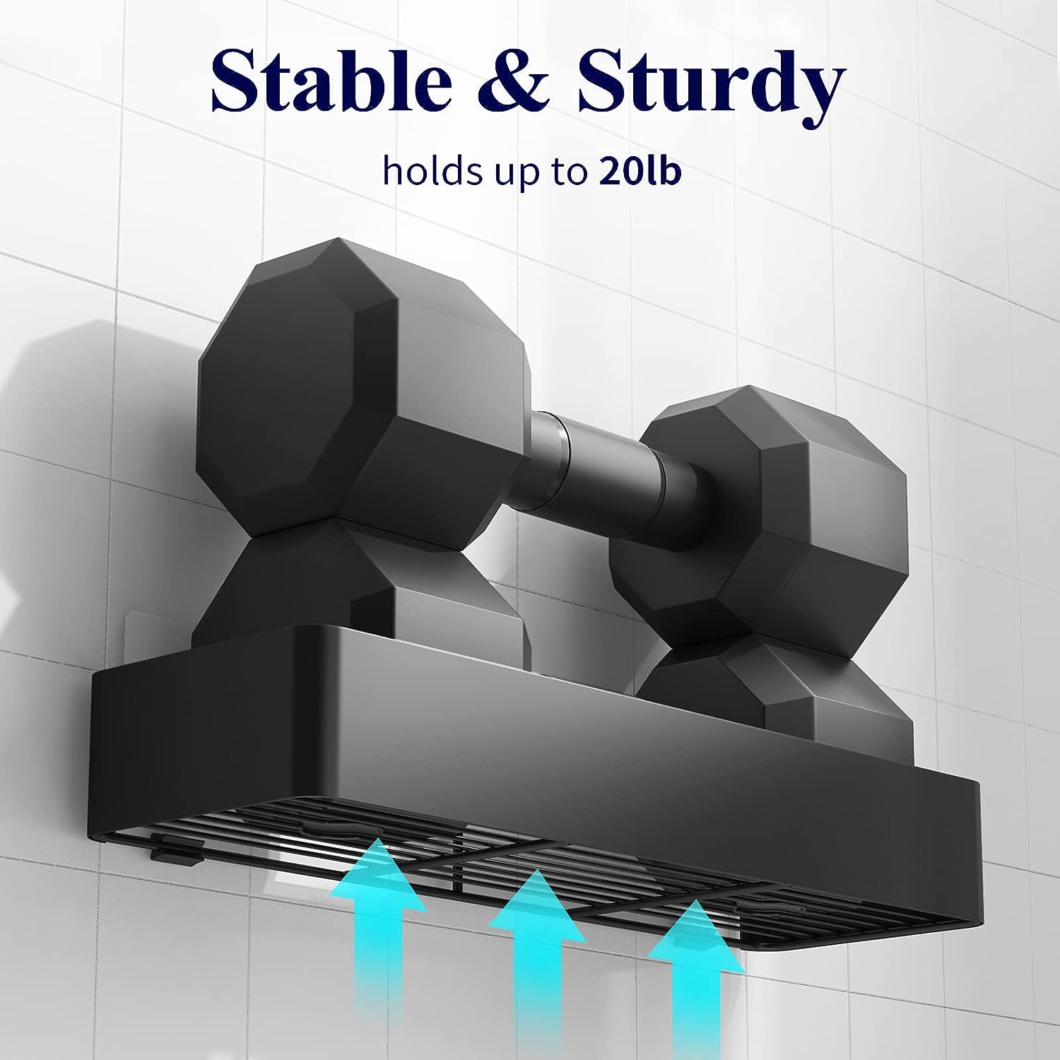 Shower Caddy - 2 Pack Rustproof Shower Organizer, Drill-Free & Quick-Dry Shower Shelves for inside Shower with Large Capacity, Durable Stainless Steel Shower Rack with 4 Hooks, Black