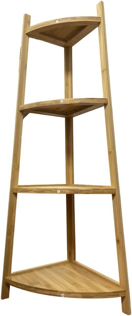 Corner Shelf Stand 4 Tier Organizer Rack Bathroom Kitchen Bamboo Storage Display