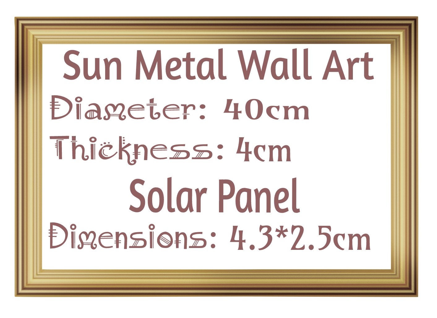 40cm Bronze Sun Metal Wall Art Bronze Finish Garden Outdoor Decoration