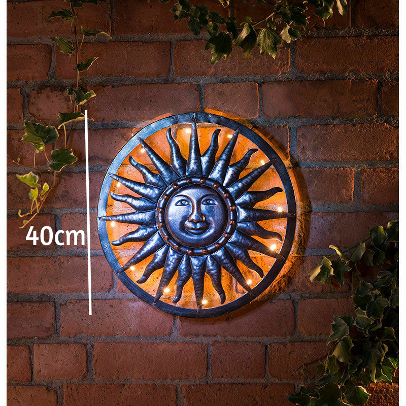 40cm Bronze Sun Metal Wall Art Bronze Finish Garden Outdoor Decoration