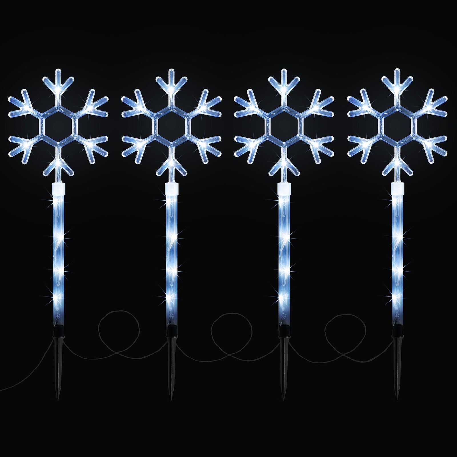 Snowflake Path Lights Set Outdoor Christmas Decorations Flashing LED 4 x 44cm