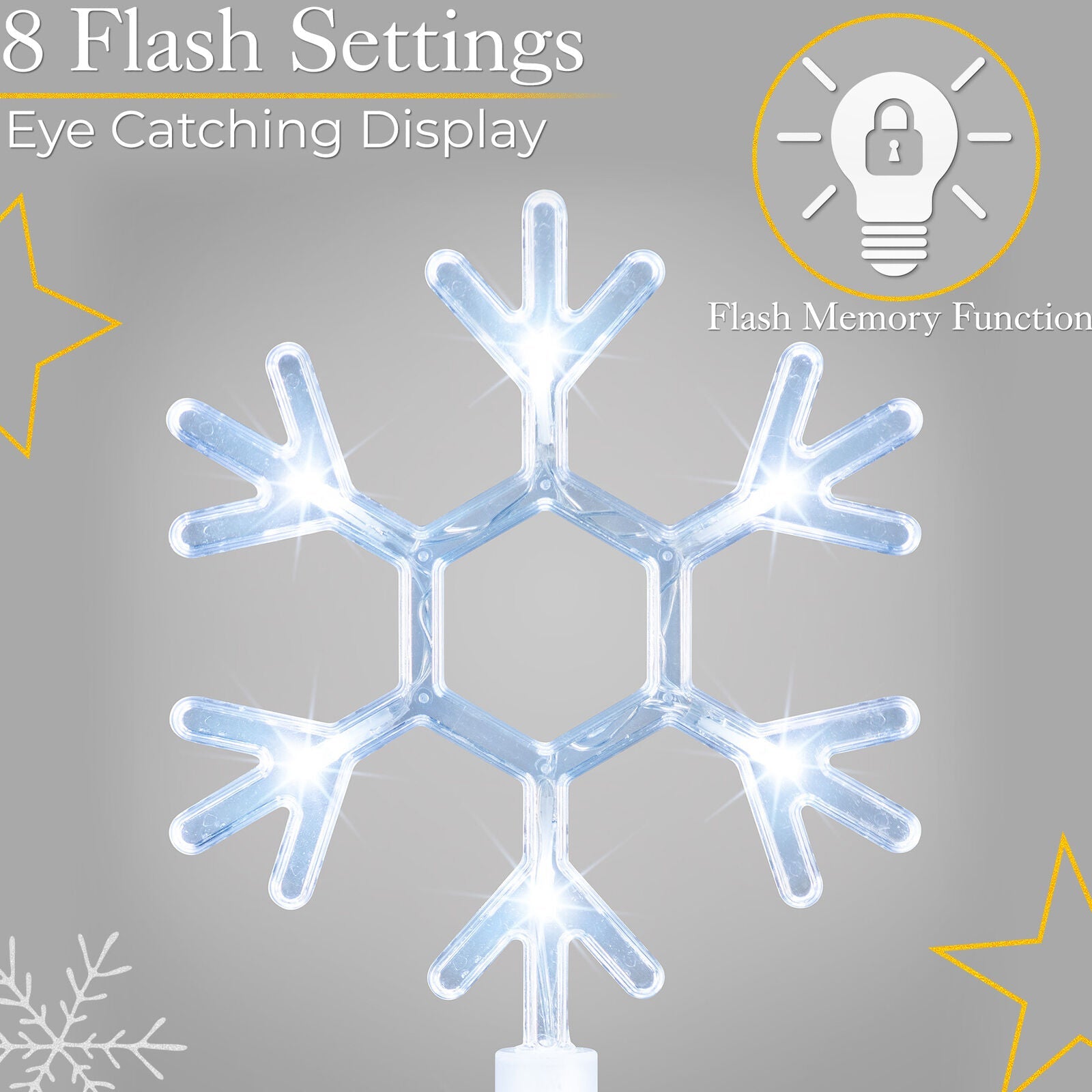 Snowflake Path Lights Set Outdoor Christmas Decorations Flashing LED 4 x 44cm