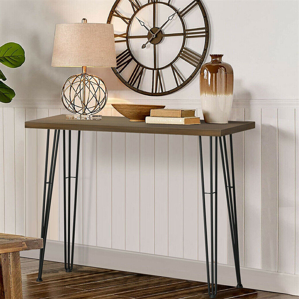 Rustic Solid Wood Narrow Console Table Hairpin Legs Radiator Cover Console Shelf