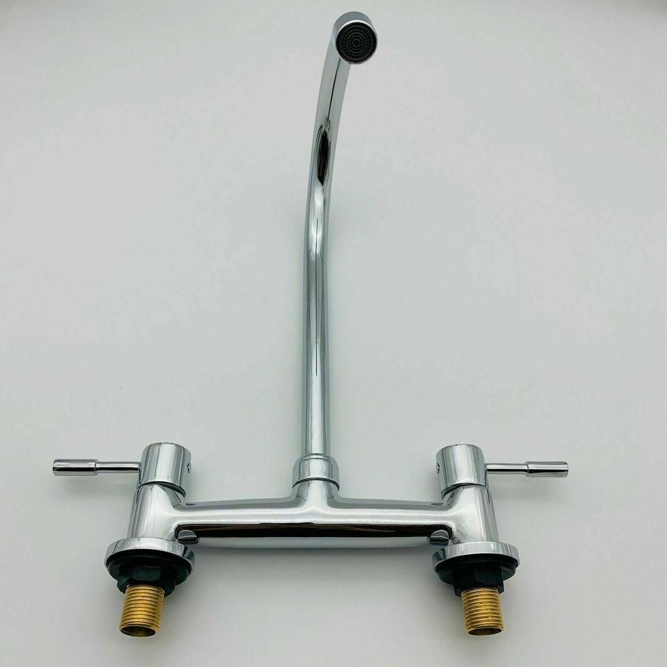 MODERNTHERMAL CONTROL LEVER KITCHEN SINK DECK MIXER TAP CHROME TAPS 2 HOLE