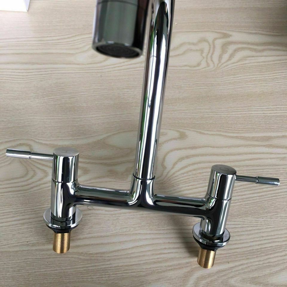 MODERNTHERMAL CONTROL LEVER KITCHEN SINK DECK MIXER TAP CHROME TAPS 2 HOLE