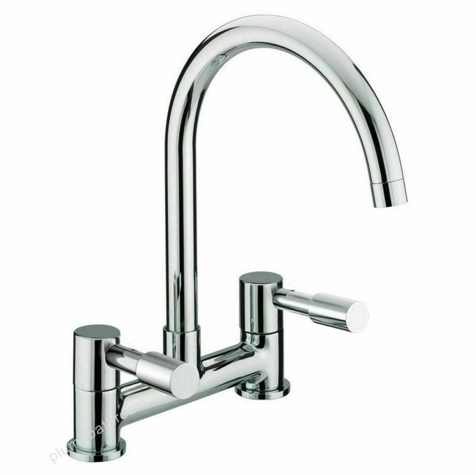 MODERNTHERMAL CONTROL LEVER KITCHEN SINK DECK MIXER TAP CHROME TAPS 2 HOLE