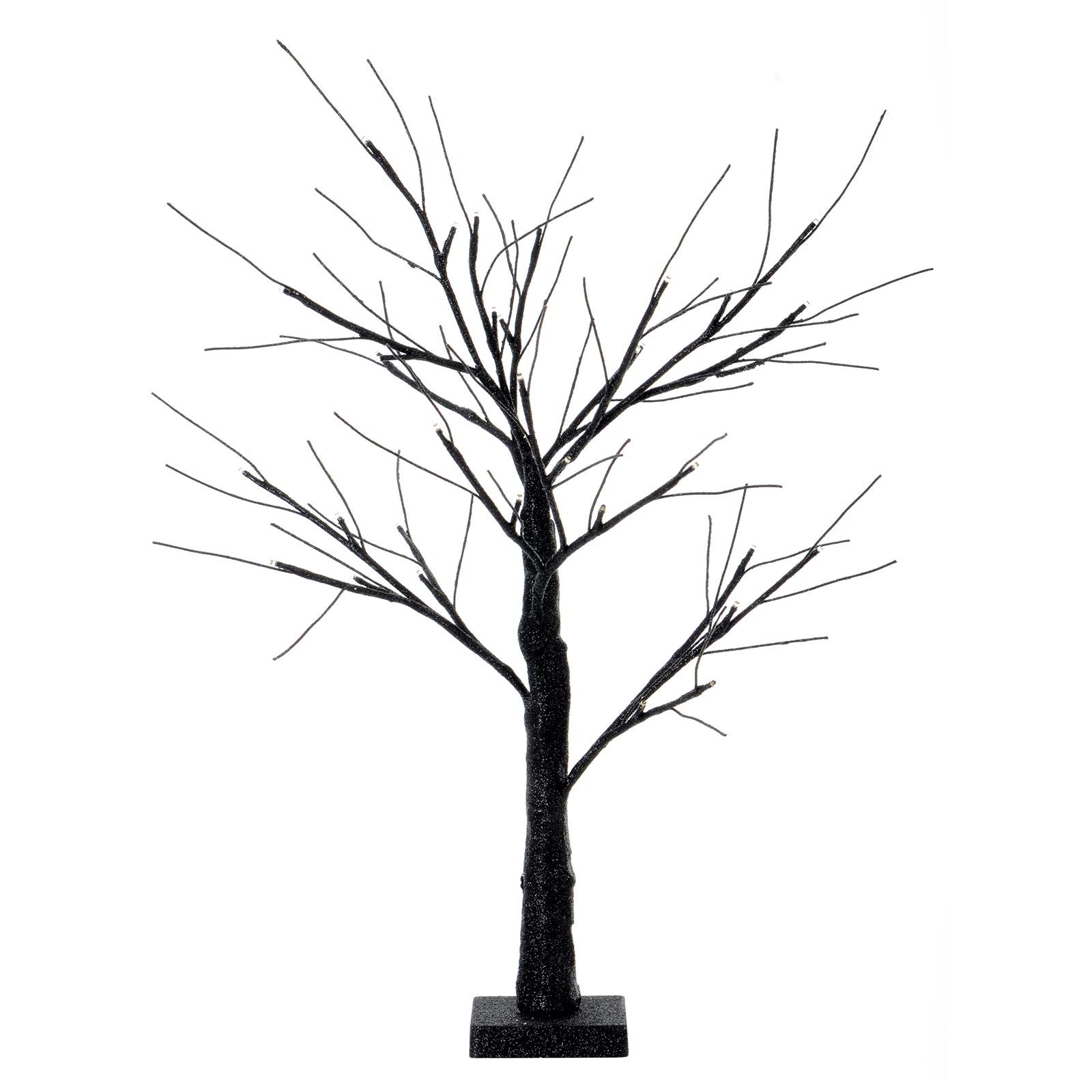 60cm Black Glitter Mini Halloween Twig Tree Lamp Decoration With LED Lights