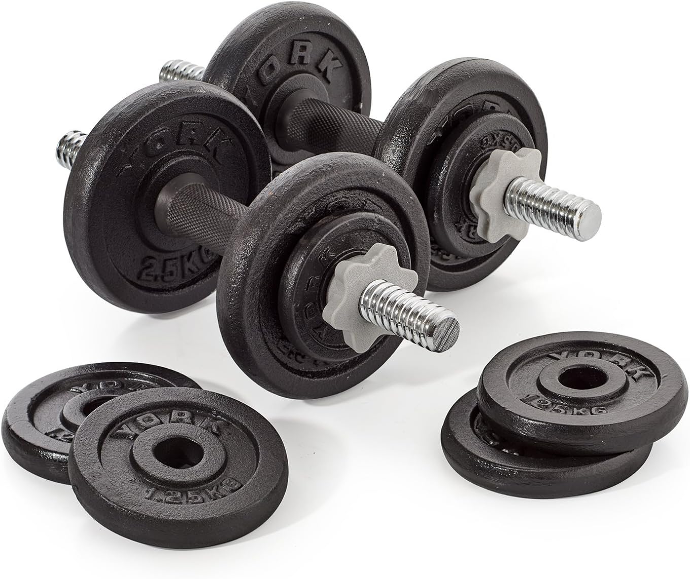 20 kg Cast Iron Spinlock Dumbbell - Adjustable Hand Weights Set (Pack of 2) - Black