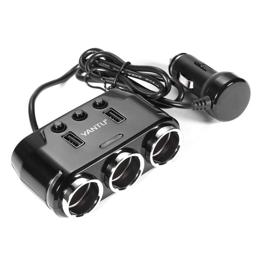 3 Way Multi Car Cigarette Lighter Dual USB Charger