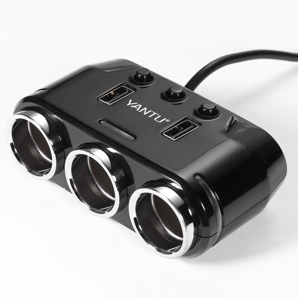 3 Way Multi Car Cigarette Lighter Dual USB Charger