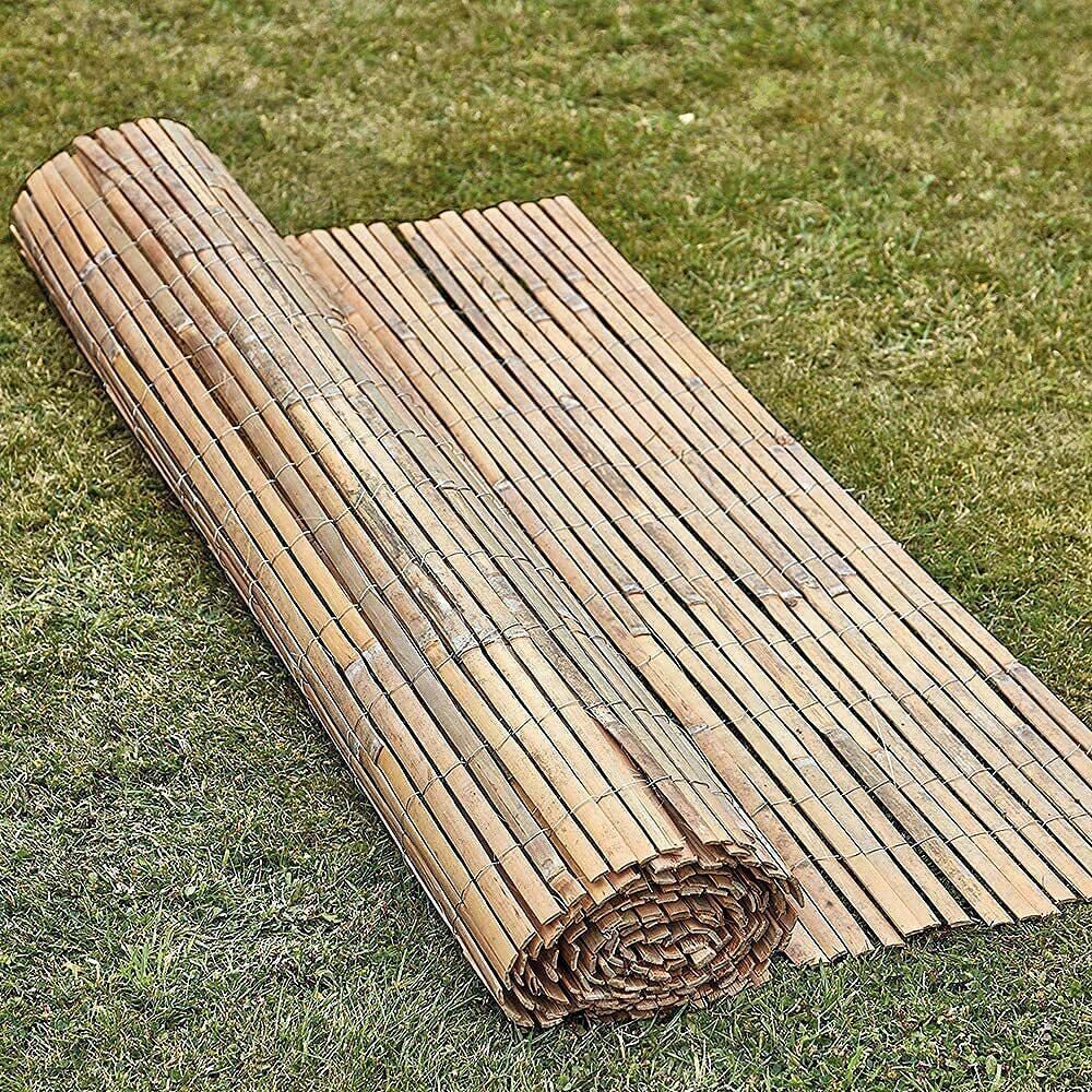 Traditional 4M Slatted Bamboo Slat Fence Panel for Garden Privacy Natural Look