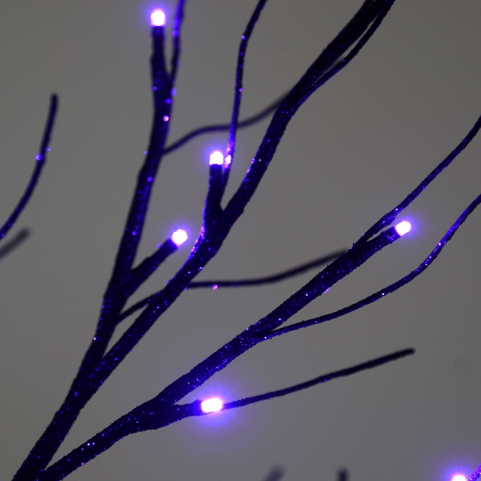 60cm Black Glitter Mini Halloween Twig Tree Lamp Decoration With LED Lights