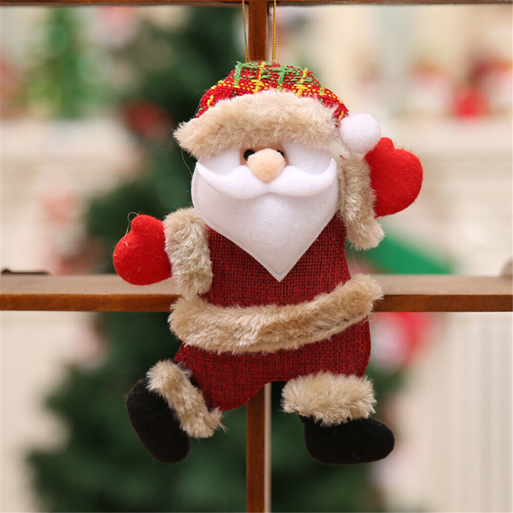 4PCS Christmas Hanging Ornament Santa Claus Xmas Tree Snowman Doll Decor Gift US