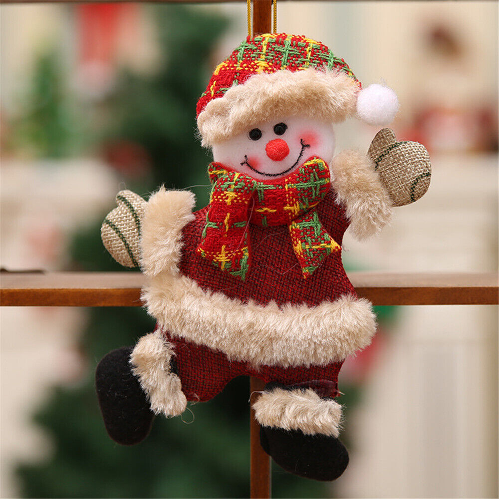 4PCS Christmas Hanging Ornament Santa Claus Xmas Tree Snowman Doll Decor Gift US