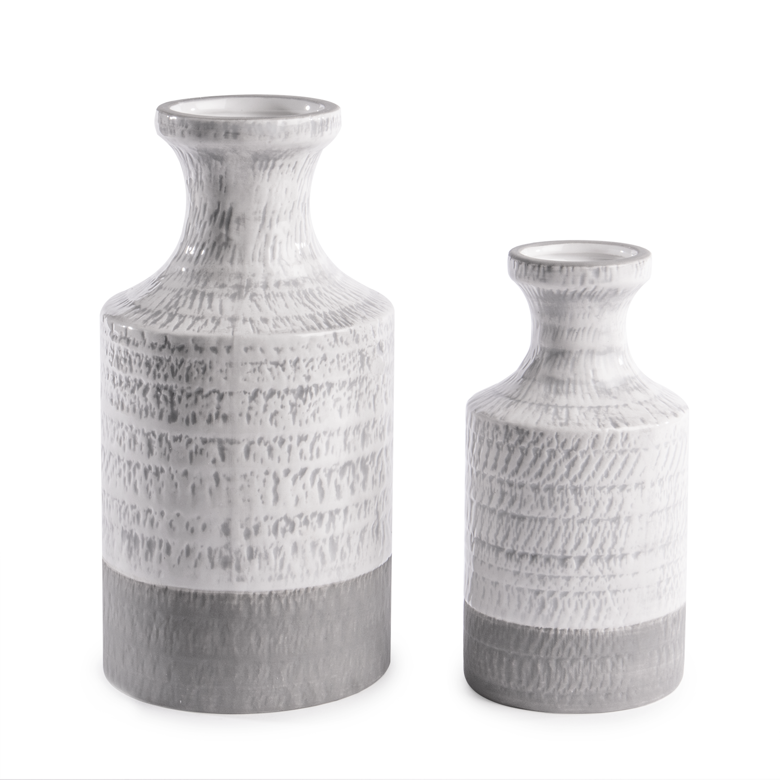 Ceramic Vases - Grey and White Elegant Vase Set of 2