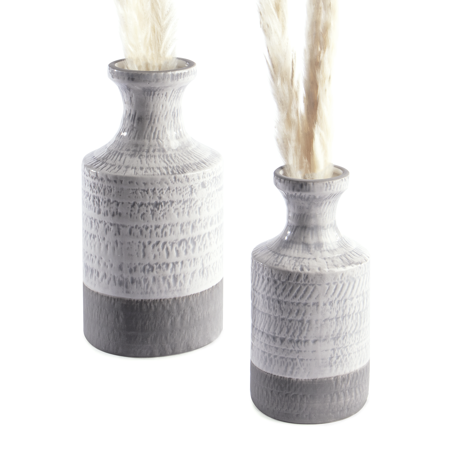 Ceramic Vases - Grey and White Elegant Vase Set of 2