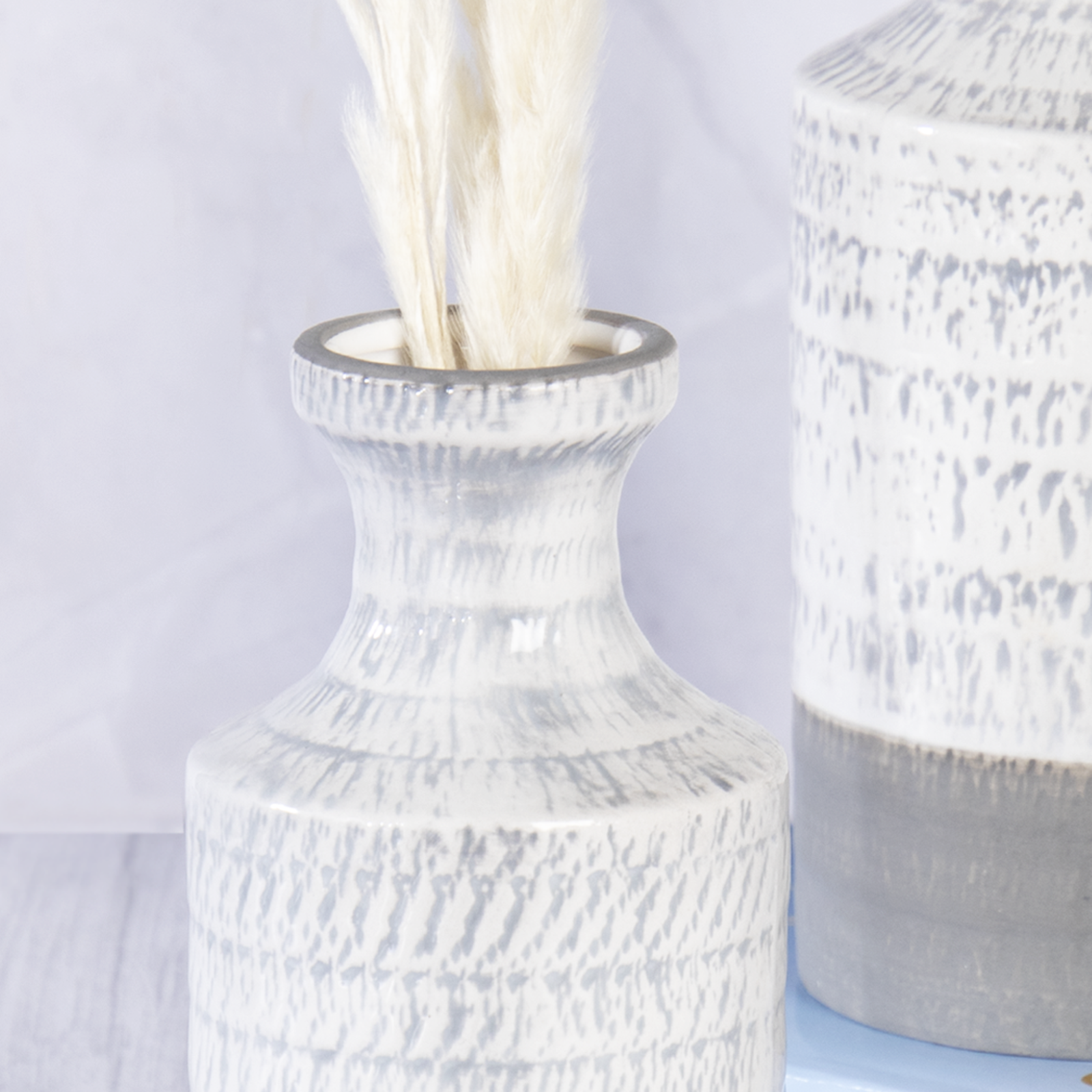 Ceramic Vases - Grey and White Elegant Vase Set of 2