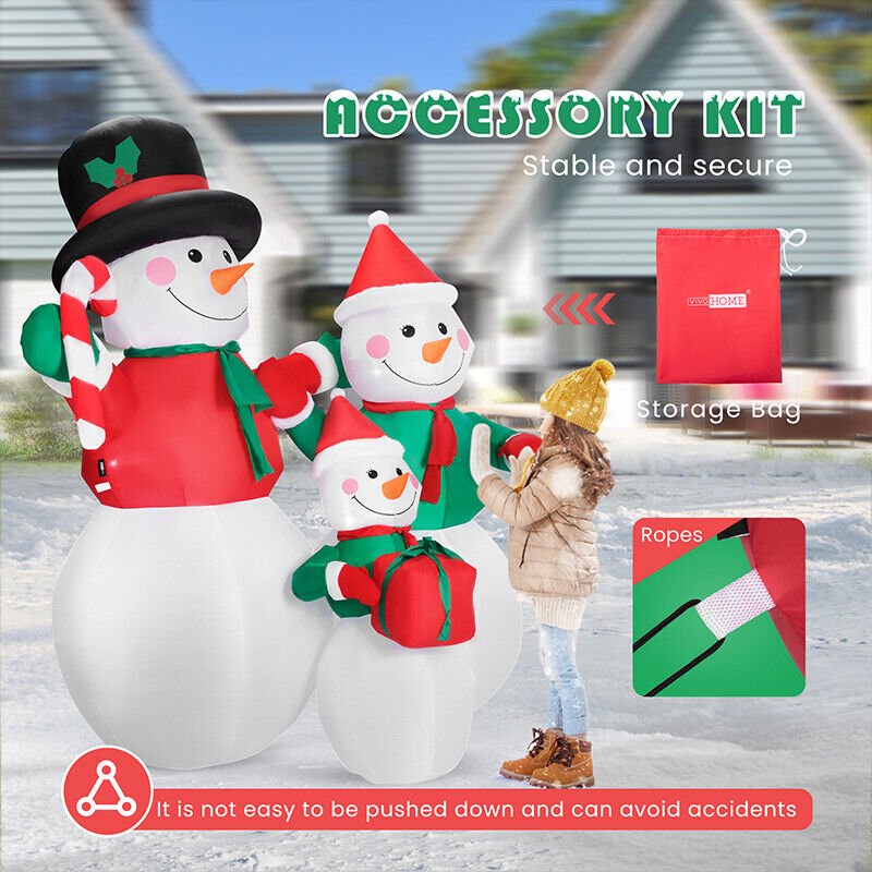 6ft Christmas Inflatable Snowman Family LED Lighted Blowup Lawn Yard Decoration