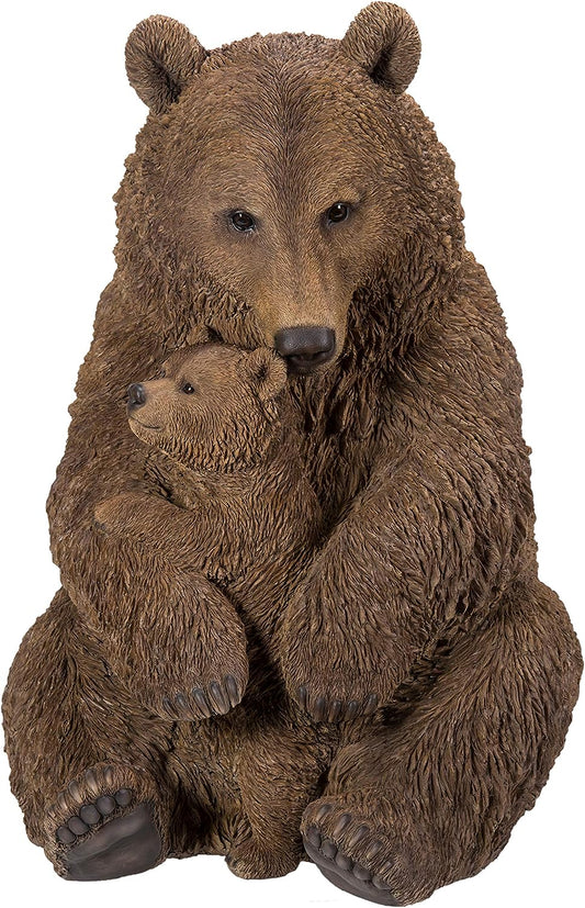 Mother & Baby Brown Bear | Highly Detailed Frost Resistant Resin Home or Garden Decoration