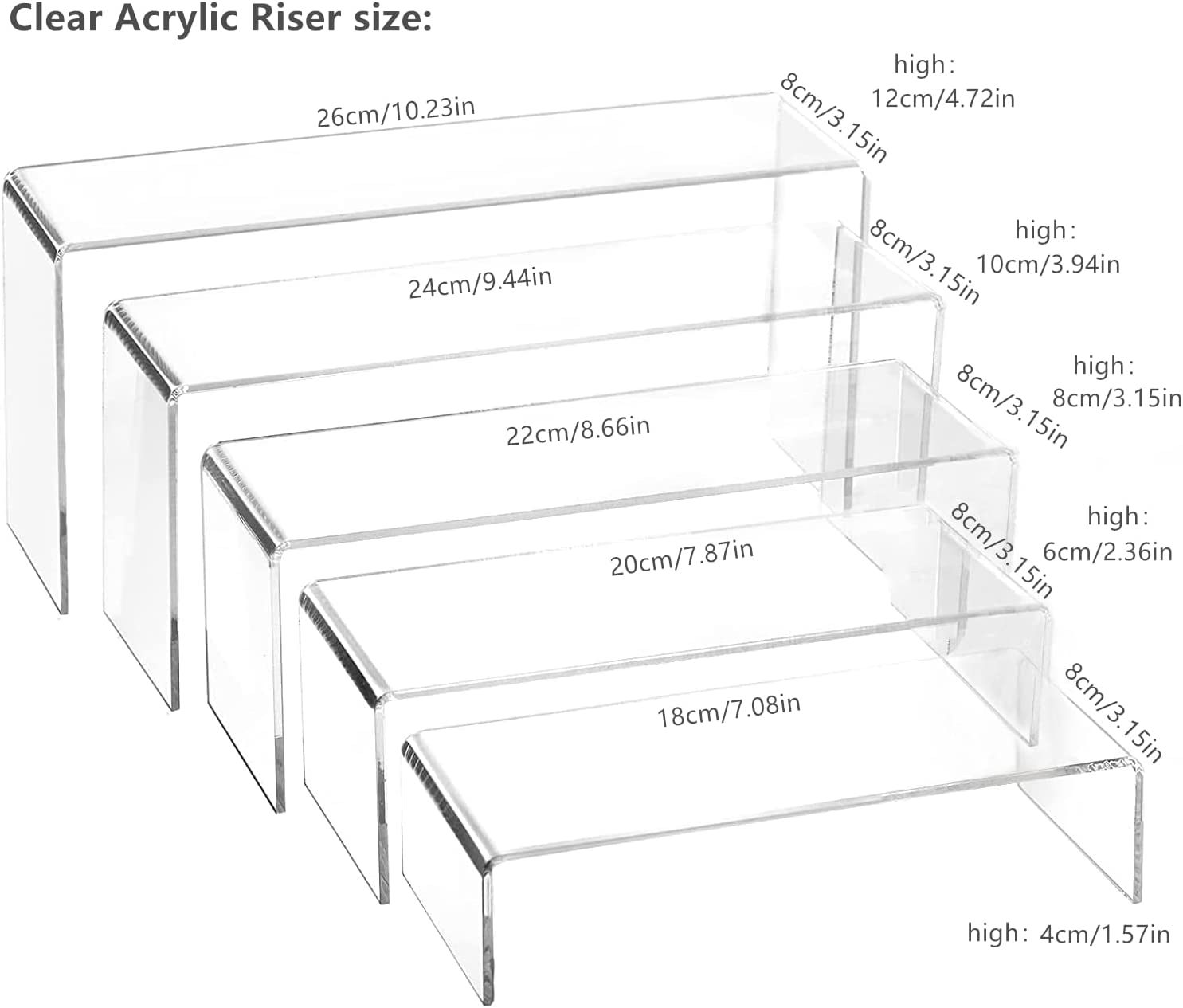 Acrylic Display Stand 5pcs Clear Acrylic Display Risers Shelf