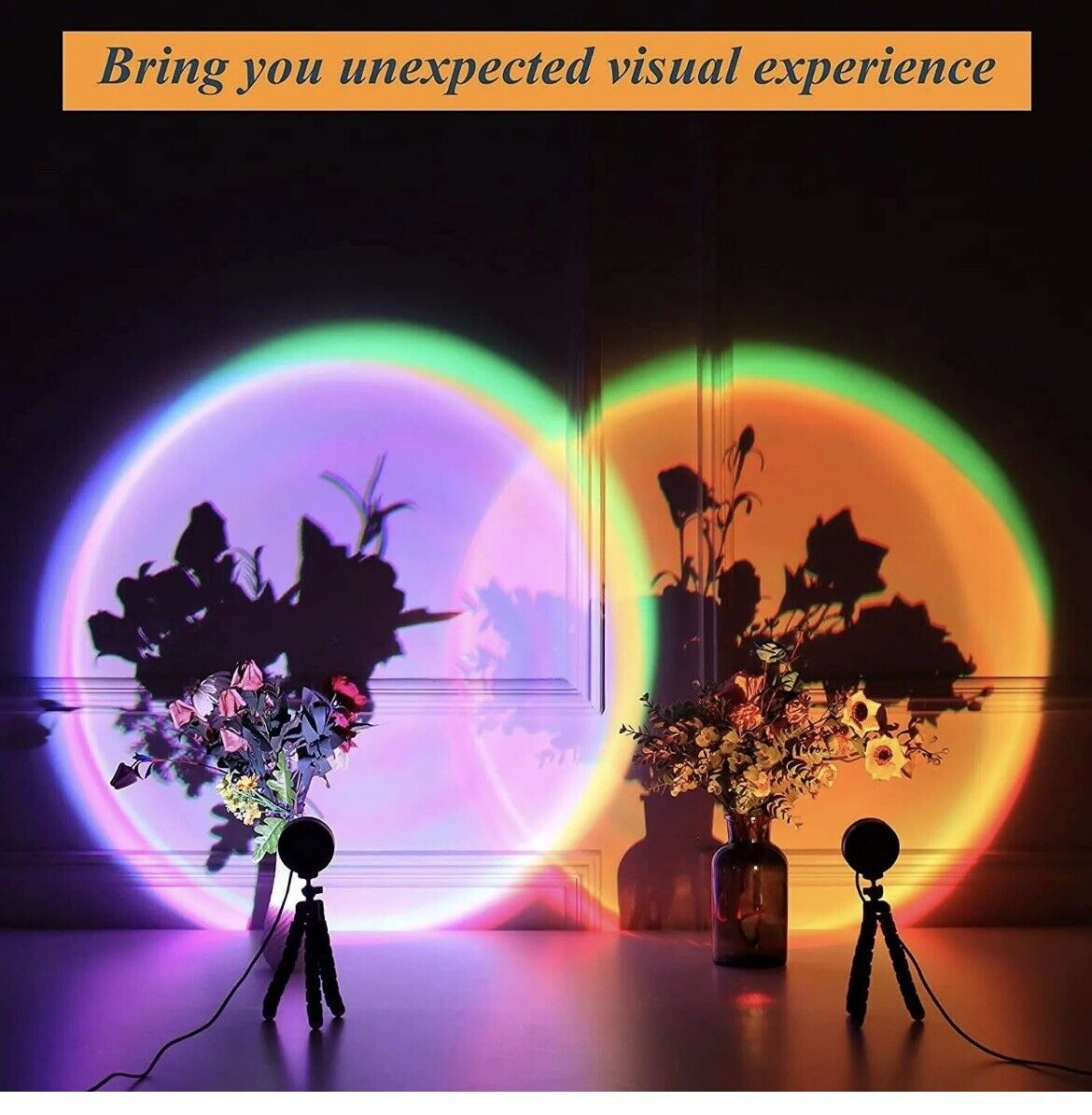 Sunset Lamp Rainbow Mood Night Light 360 Degree Rotation Projector LED