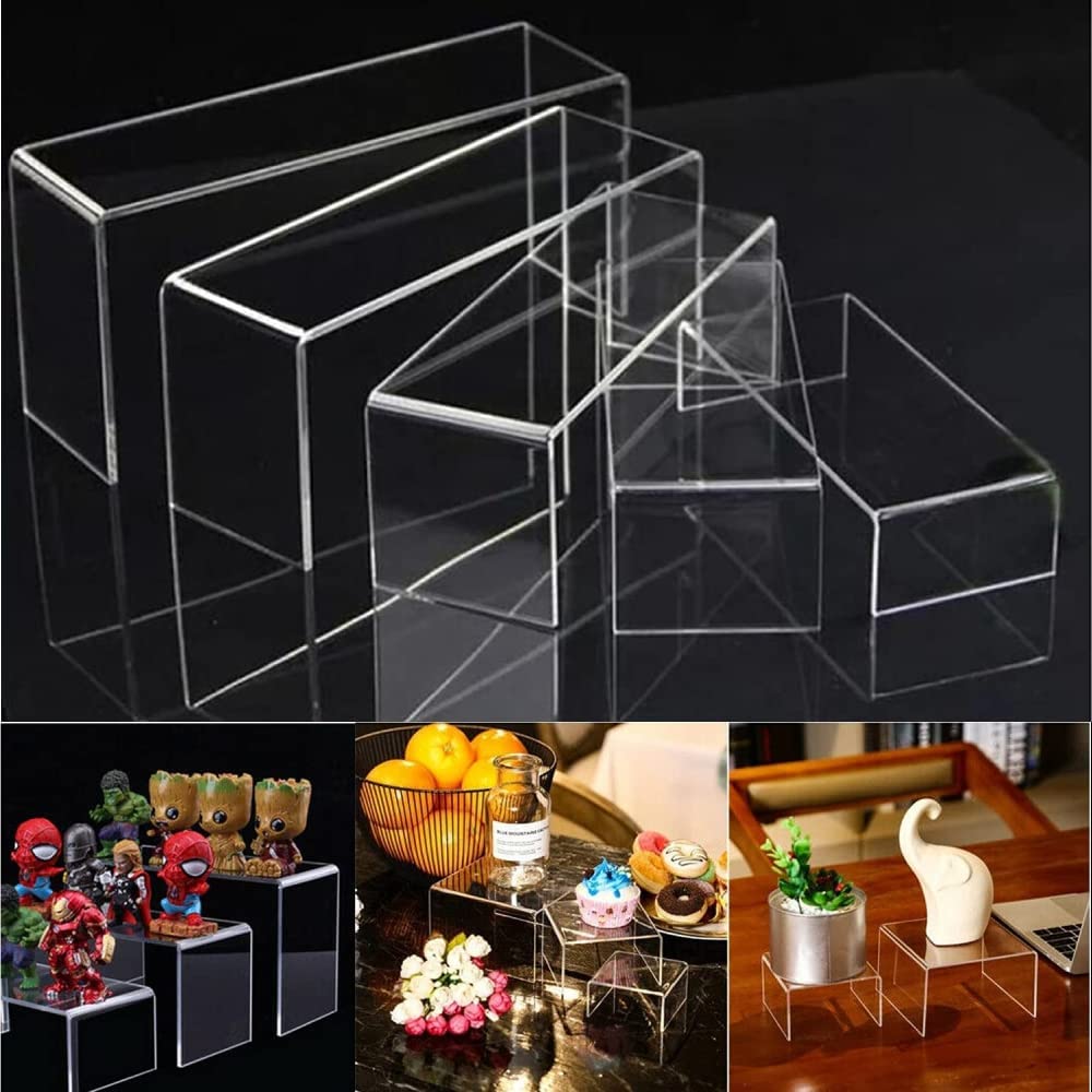 Acrylic Display Stand 5pcs Clear Acrylic Display Risers Shelf