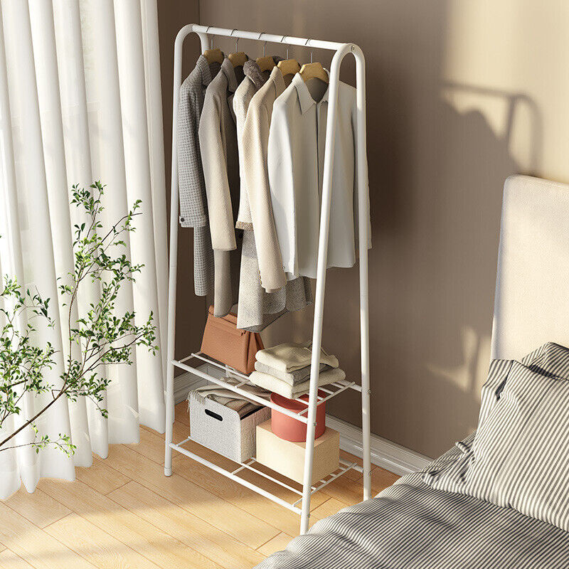 Clothes Coat Rail Garment Dress Hanging Display Stand Shoe Rack Shelf Storage UK