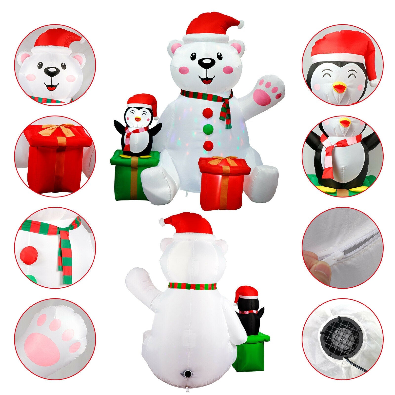 6FT Christmas Inflatable Polar Bear with LED Light