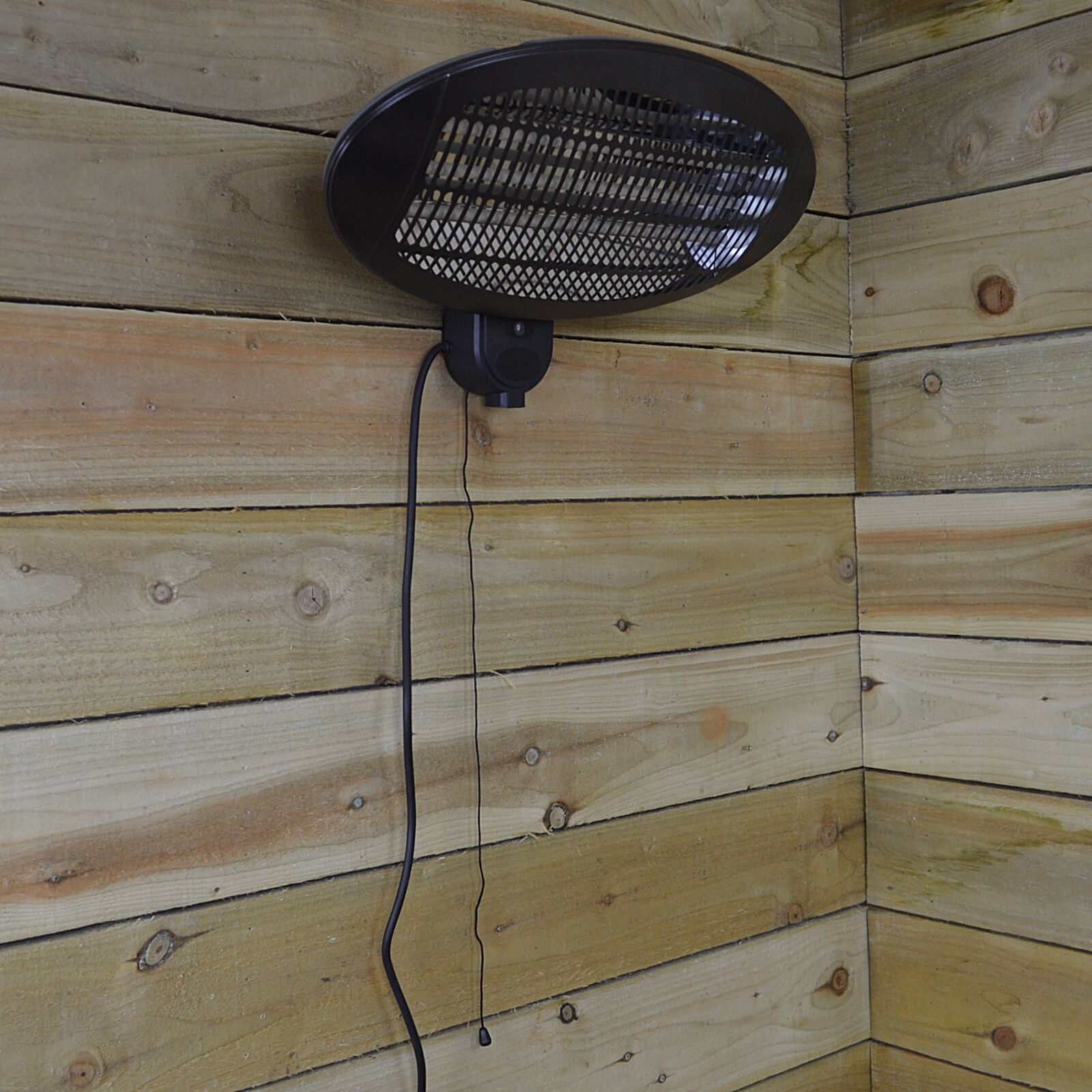 2,000w Wall Mounted Black Electric Outdoor Garden / Patio Heater with 3 Settings