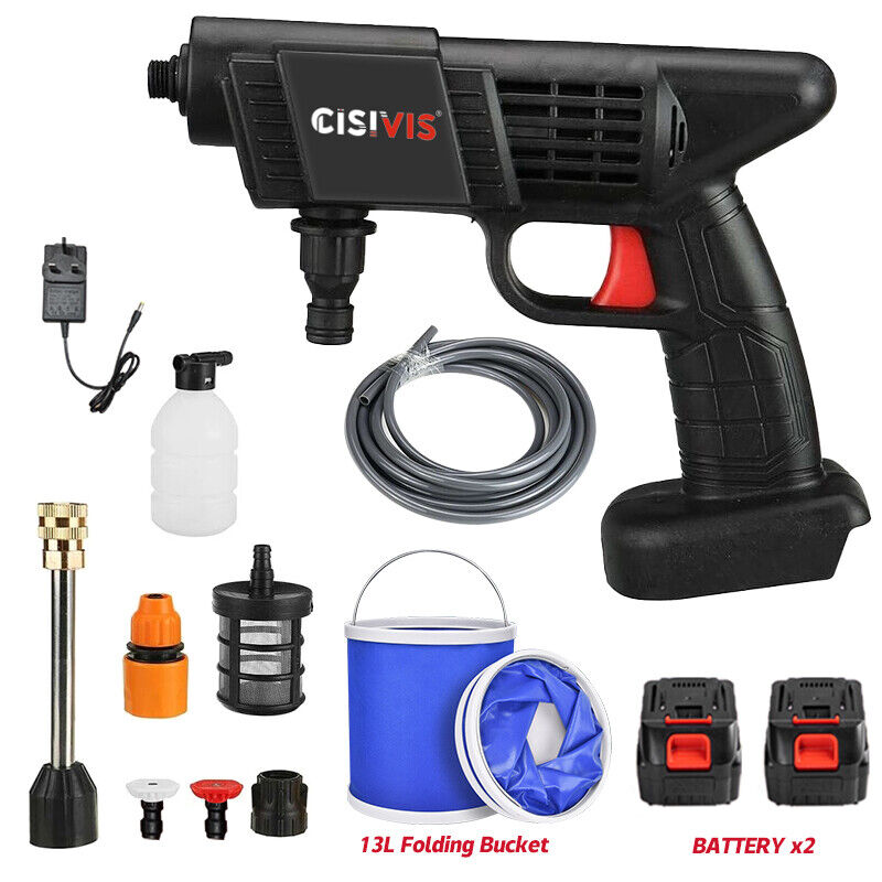 2 Battery Portable Cordless Car High Pressure Washer Jet Water Wash Cleaner Gun