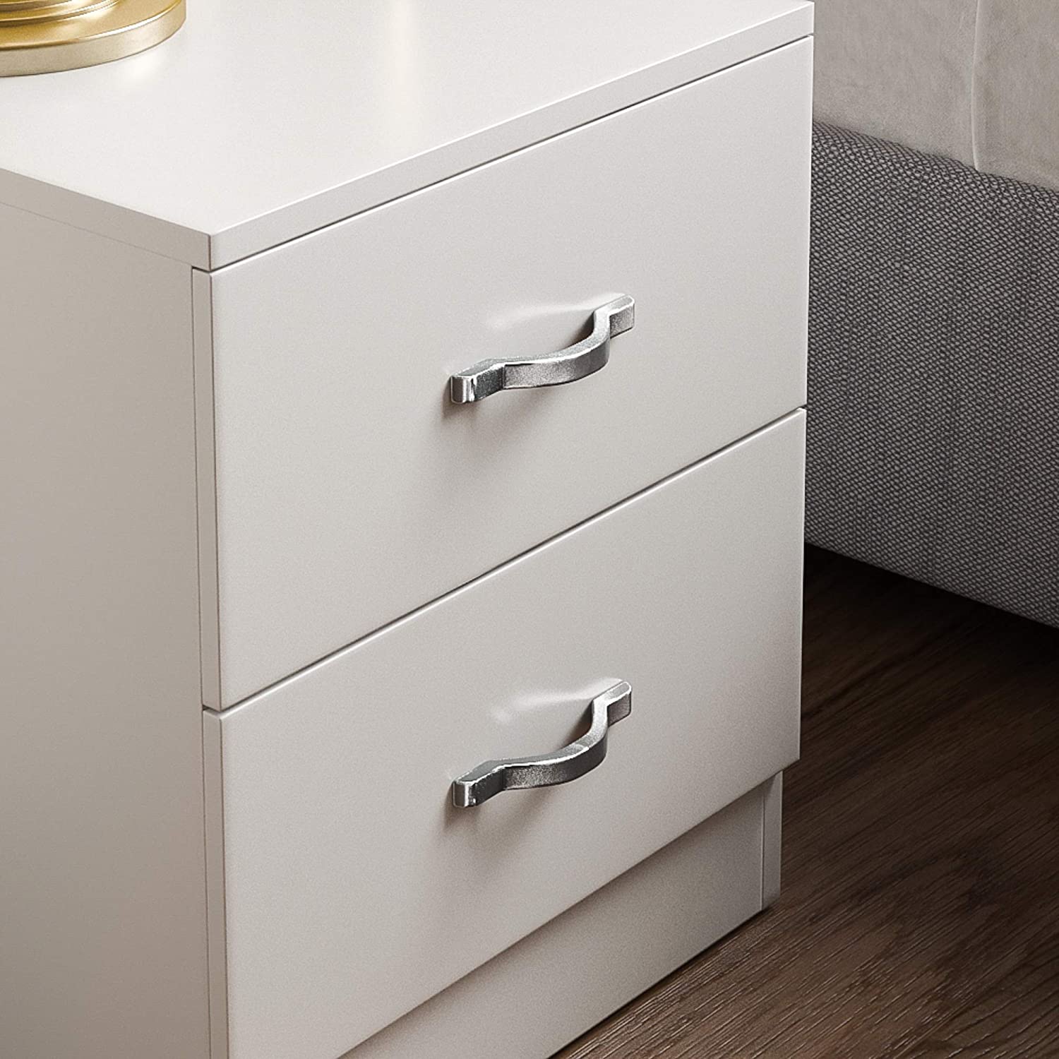 White Bedside Cabinet, 2 Drawer