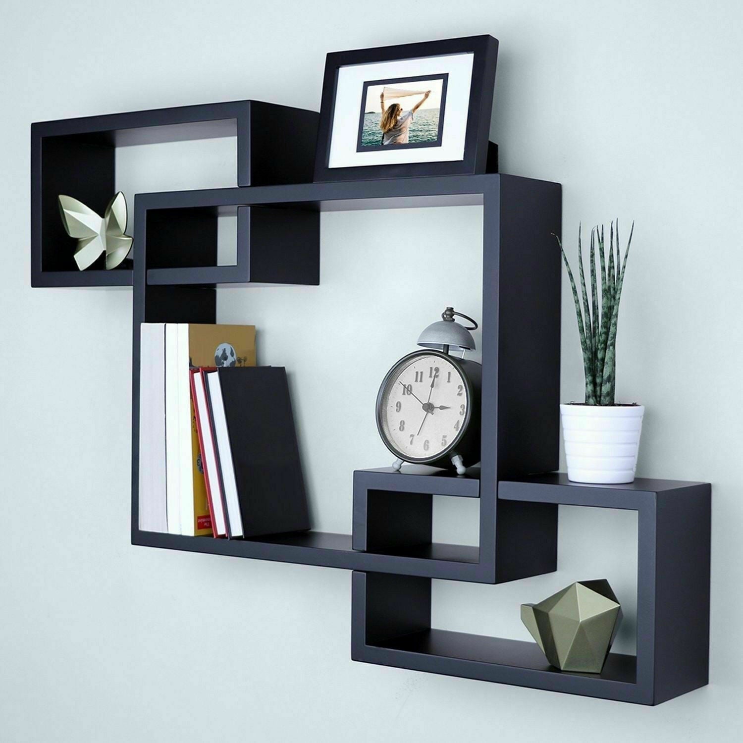 Wall Display Shelf Dark Grey Multi Section Display Storage Shelves