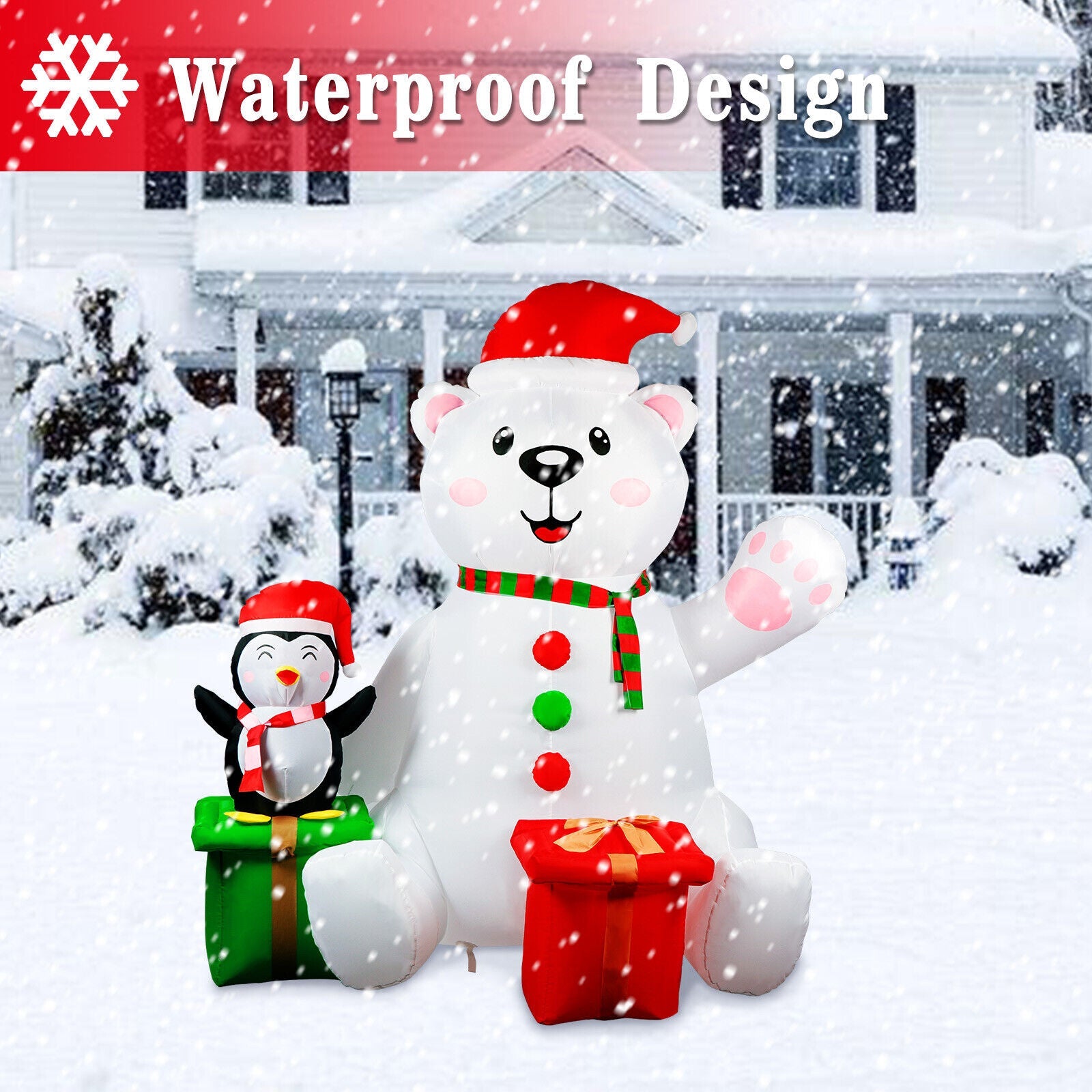 6FT Christmas Inflatable Polar Bear with LED Light