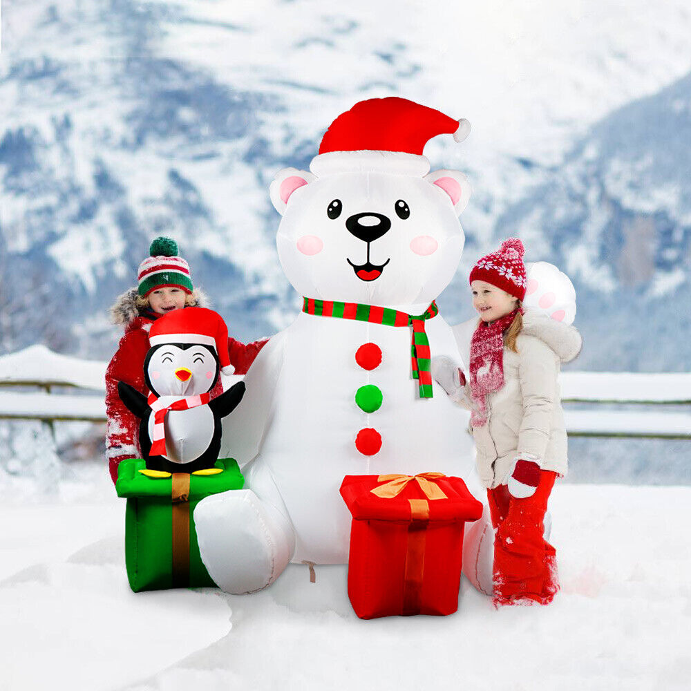 6FT Christmas Inflatable Polar Bear with LED Light