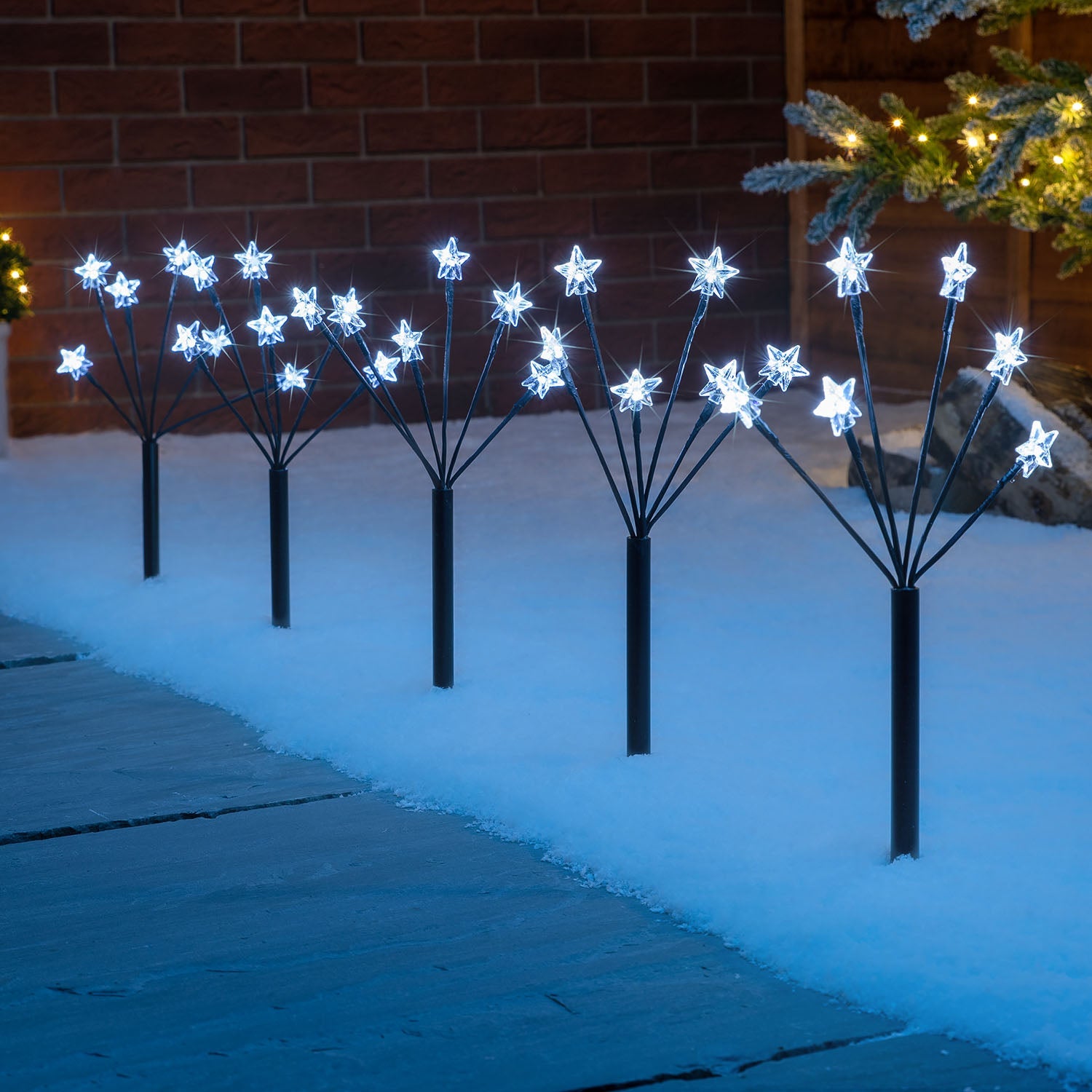 Star Christmas Path Lights Outdoor LED Xmas Decorations Battery Operated x 5