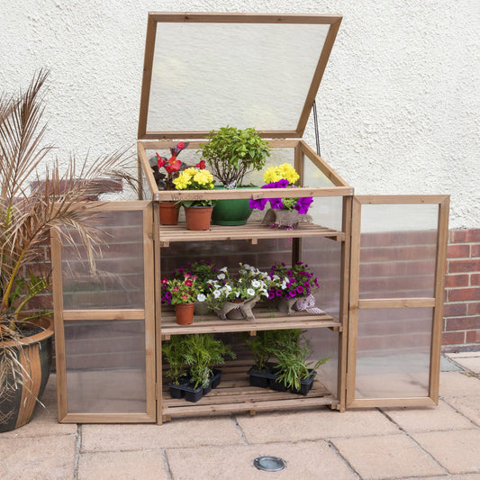 Woodside Outdoor Wooden Plant Flower Vegetable Cold Frame Cupboard Growhouse