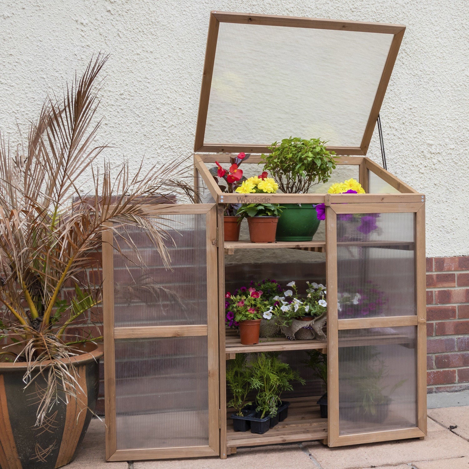 Woodside Outdoor Wooden Plant Flower Vegetable Cold Frame Cupboard Growhouse