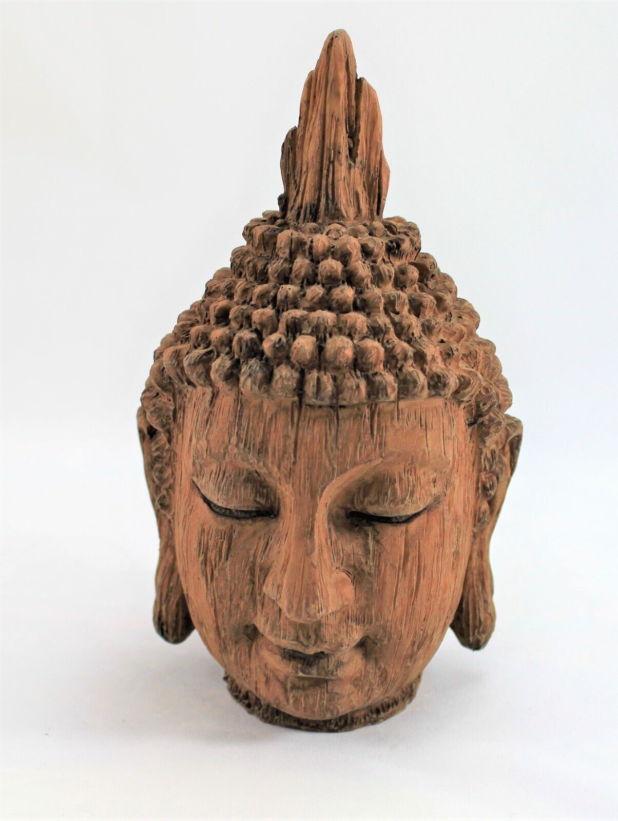 Buddha Head Sculpture Garden Ornament indoor outdoor garden Home Dec Wood Effect