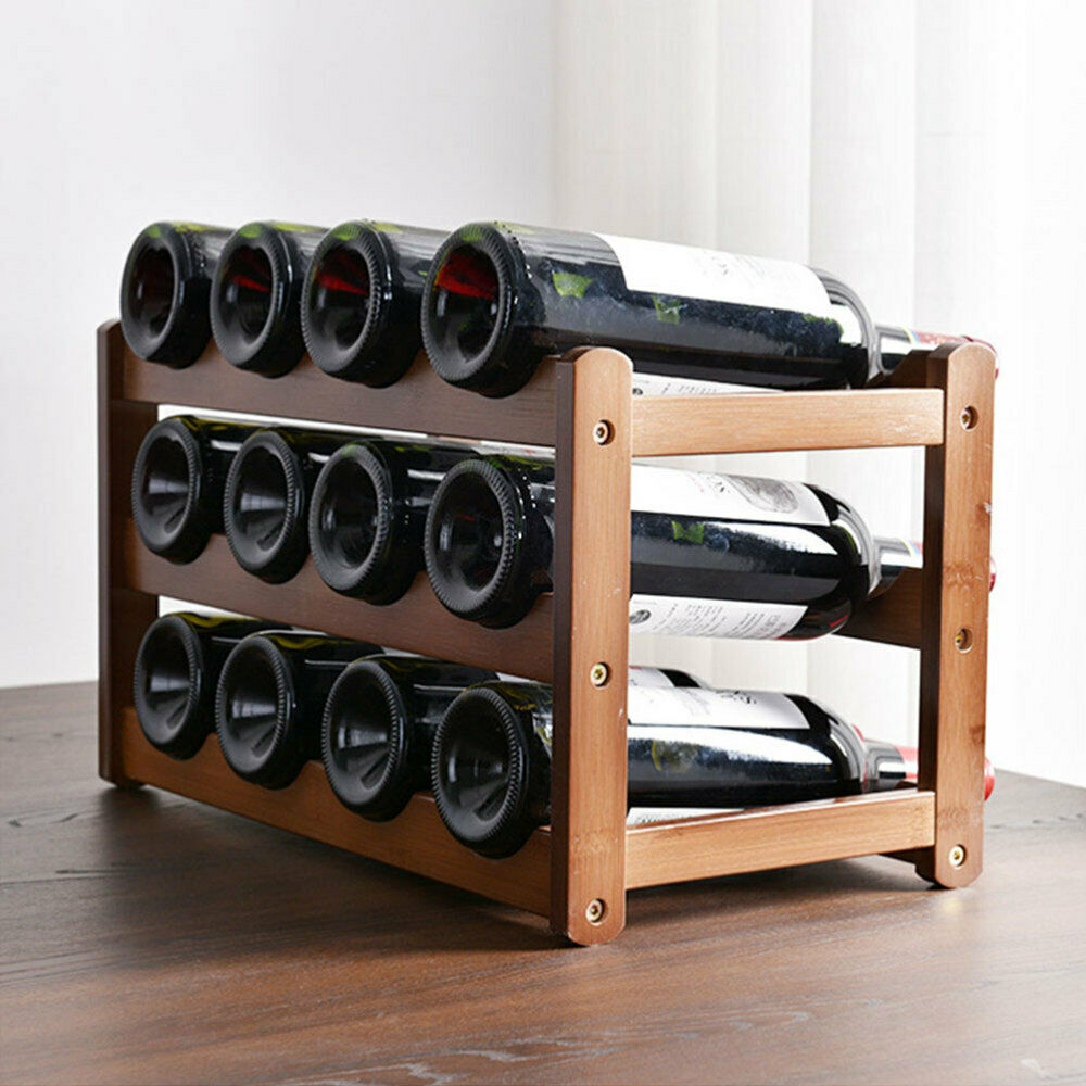 12 Bottles Classical Wine Rack Wooden Wine Rack Wine Display Stand Cellar Stand