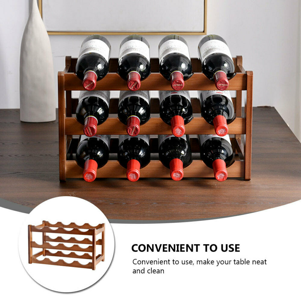 12 Bottles Classical Wine Rack Wooden Wine Rack Wine Display Stand Cellar Stand