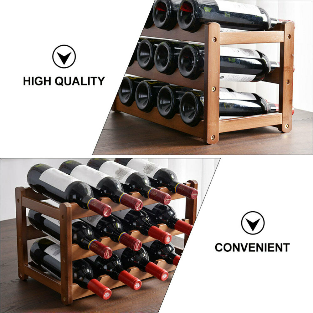 12 Bottles Classical Wine Rack Wooden Wine Rack Wine Display Stand Cellar Stand