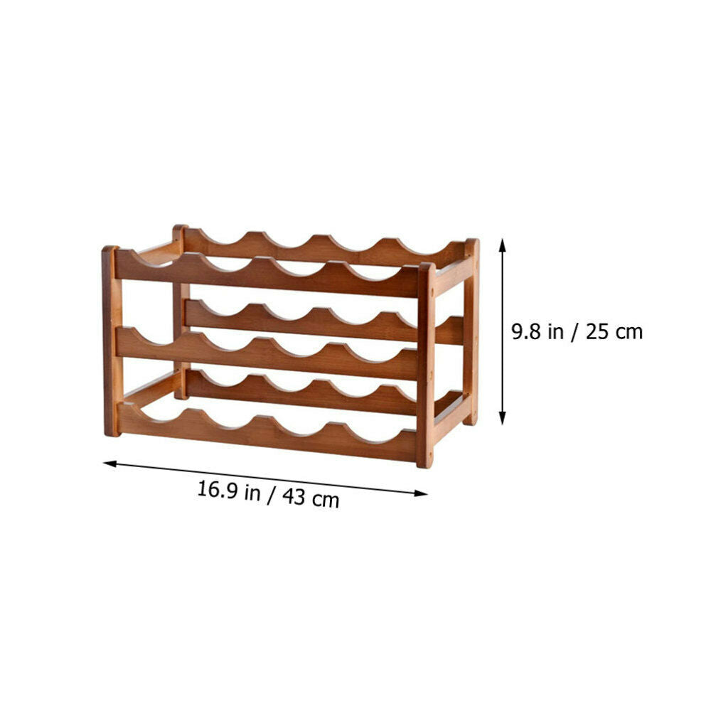 12 Bottles Classical Wine Rack Wooden Wine Rack Wine Display Stand Cellar Stand