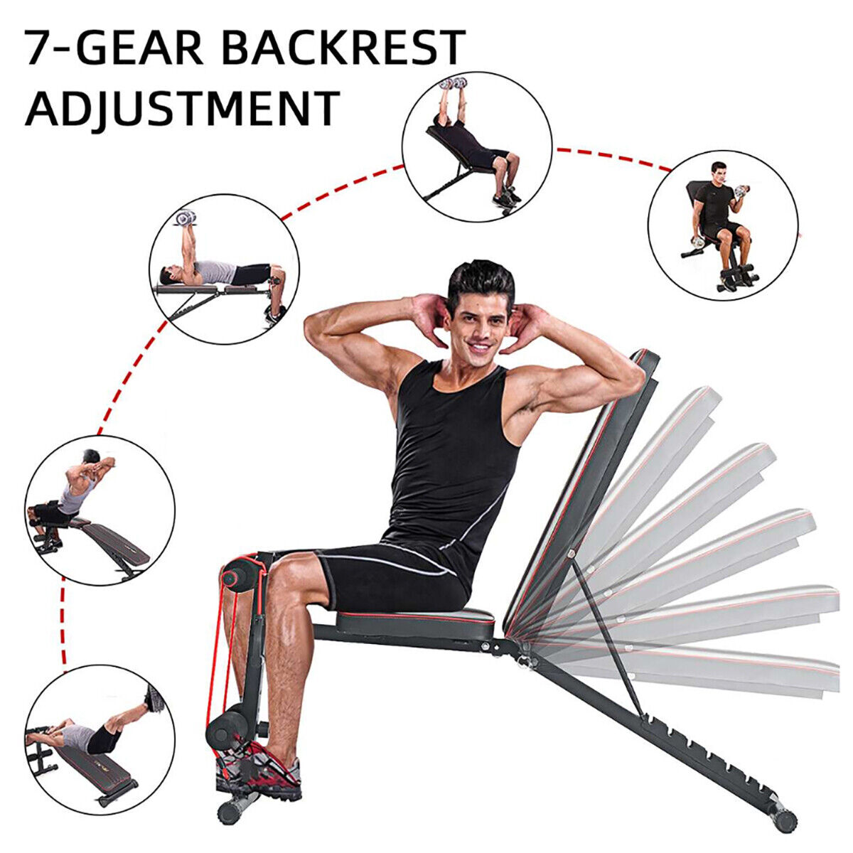 Multi-functional Folding Adjustable Weight Bench Gym Exercise Fitness 200kg Load